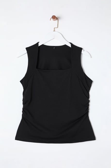 Trendyol Curve Dam Svart Enfärgad Ärmlös Figursydd Plus size Blusar - Image 5