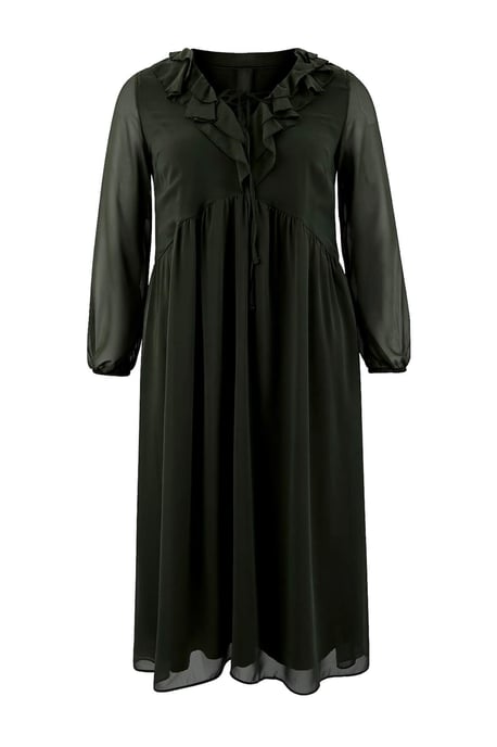 Trendyol Curve Dam Khaki Enfärgad Maxi Lång Fest A-linje Plus size Klänning - Image 4