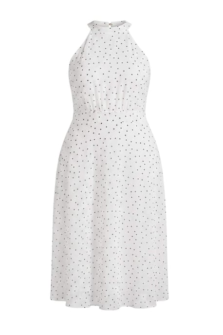 Trendyol Curve Dam Vit Prickig Maxi Ärmlös A-linje Plus size Klänning - Image 4