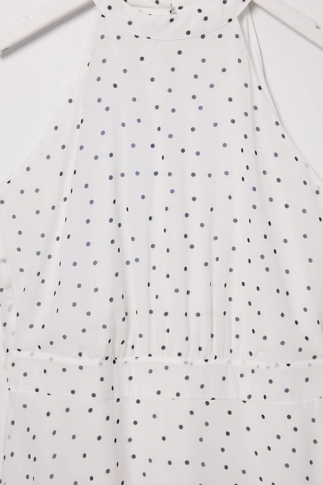 Trendyol Curve Dam Vit Prickig Maxi Ärmlös A-linje Plus size Klänning - Image 5