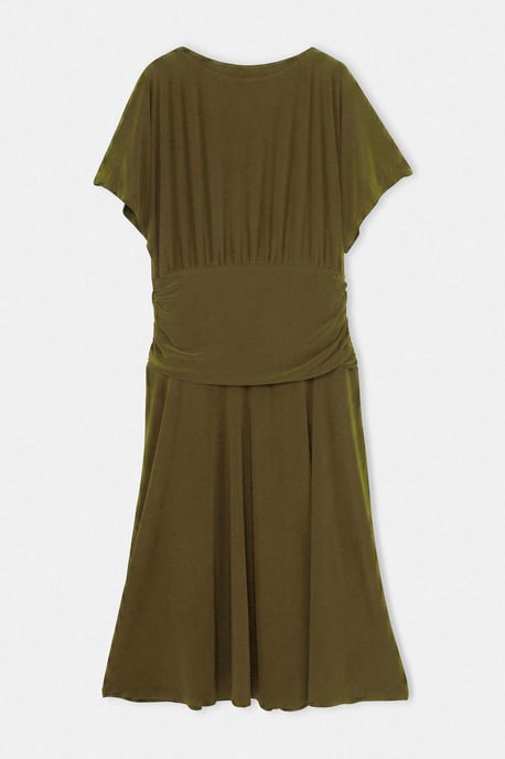 Trendyol Curve Dam Khaki Enfärgad Maxi Kort A-linje Plus size Klänning - Image 3