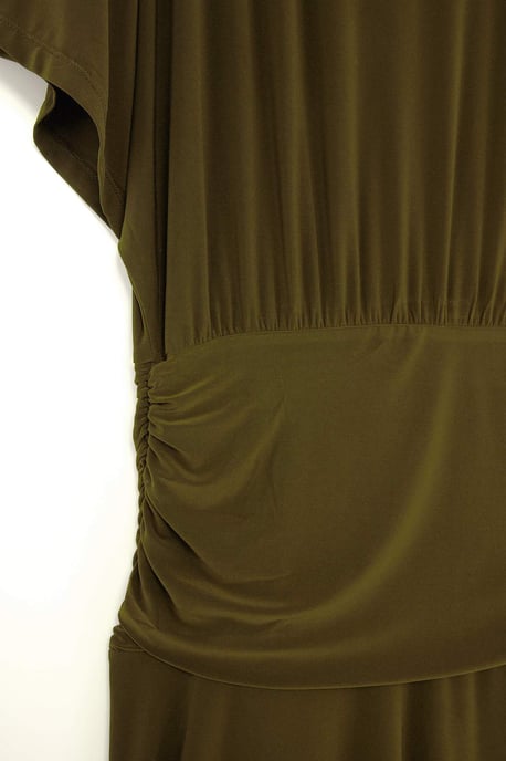 Trendyol Curve Dam Khaki Enfärgad Maxi Kort A-linje Plus size Klänning - Image 4