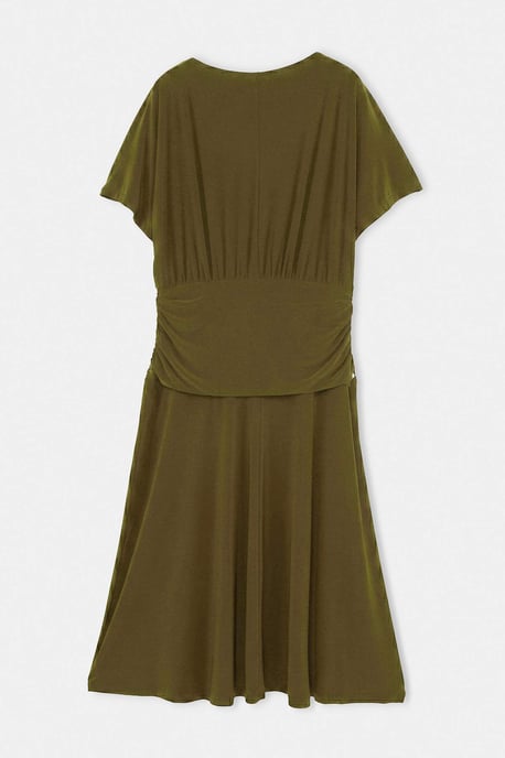 Trendyol Curve Dam Khaki Enfärgad Maxi Kort A-linje Plus size Klänning - Image 5