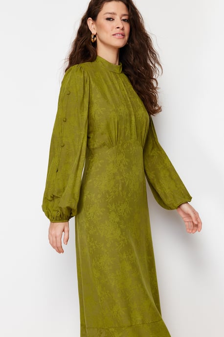Trendyol Modest Women's Khaki Floral Maxi Long Casual Skater Modest Dresses - Image 2