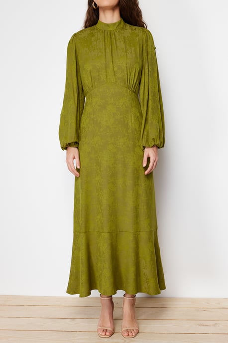 Trendyol Modest Women's Khaki Floral Maxi Long Casual Skater Modest Dresses - Image 4