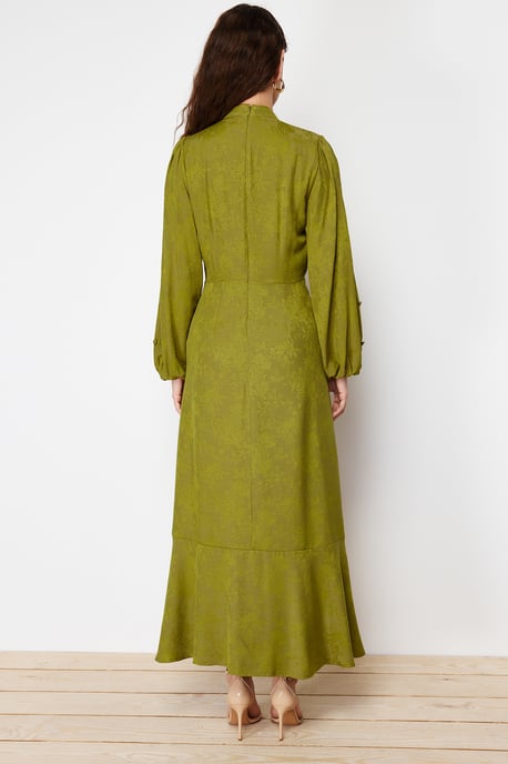 Trendyol Modest Women's Khaki Floral Maxi Long Casual Skater Modest Dresses - Image 5
