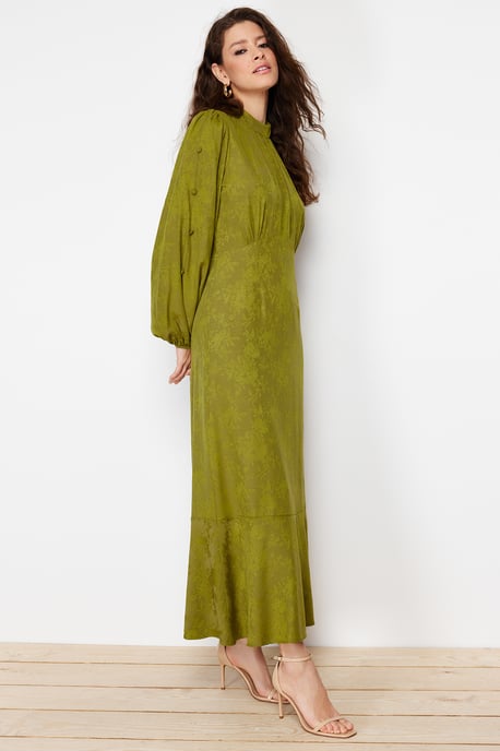 Trendyol Modest Women's Khaki Floral Maxi Long Casual Skater Modest Dresses - Image 6