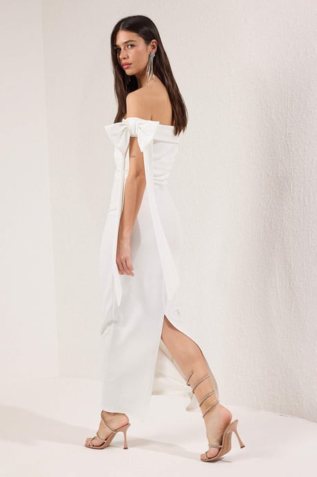 TRENDYOLMİLLA Women's White Color block Maxi Sleeveless Stylish/Night Bodycon Dresses - Image 2