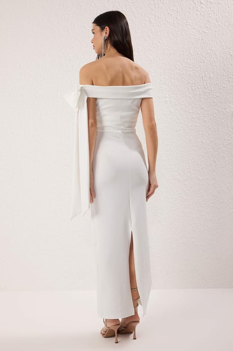 TRENDYOLMİLLA Women's White Color block Maxi Sleeveless Stylish/Night Bodycon Dresses - Image 5