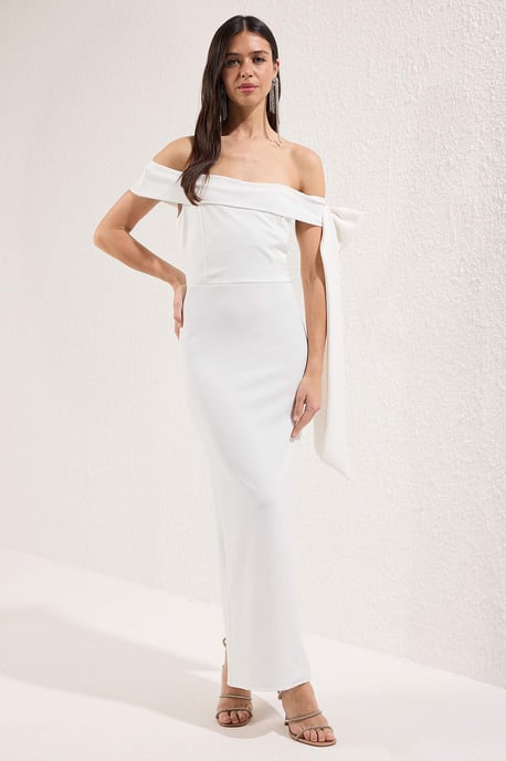 TRENDYOLMİLLA Women's White Color block Maxi Sleeveless Stylish/Night Bodycon Dresses - Image 6