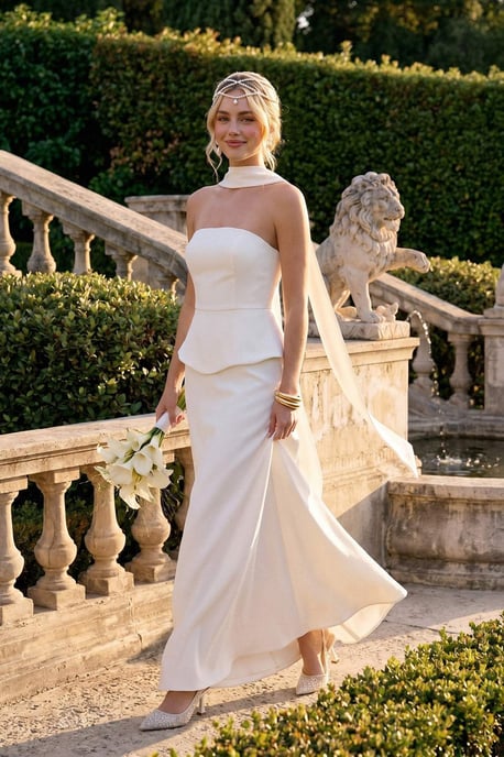 TRENDYOLMİLLA Dames Wit Effen Maxi Mouwloos Zeemeermin Avond & Gala Jurk - Image 1