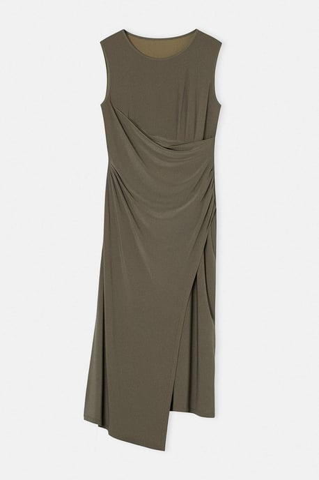 Trendyol Curve Dam Khaki Enfärgad Maxi Ärmlös Rak Plus size Klänning - Image 3