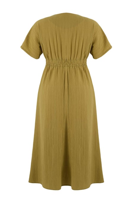 Trendyol Curve Dam Khaki Blommig Maxi Kort Casual A-linje Plus size Klänning - Image 4