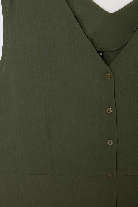 Trendyol Curve Dam Khaki Enfärgad Maxi Ärmlös Casual A-linje Plus size Klänning - Image 4