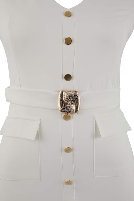 Trendyol Curve Dam Vit Enfärgad Maxi Ärmlös Kväll / Vardag Bodycon Plus size Klänning - Image 4