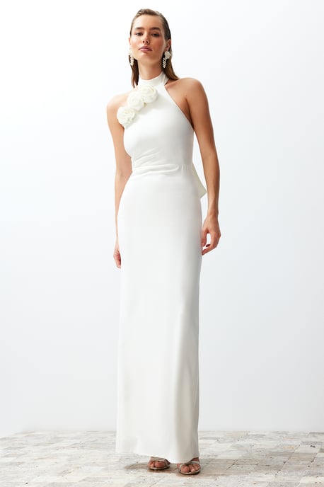 TRENDYOLMİLLA Dames Wit Effen Maxi Mouwloos Diploma-uitreiking / Gala Recht Avond & Gala Jurk - Image 5