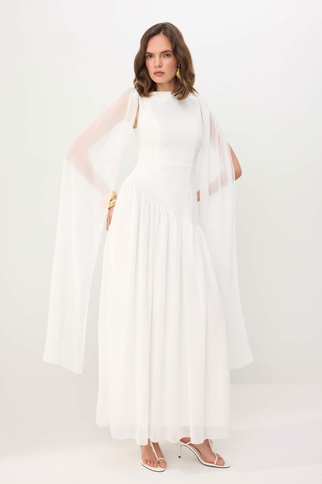 TRENDYOLMİLLA Women's White Plain Maxi Sleeveless Skater Dresses - Image 1