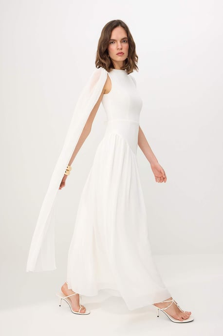 TRENDYOLMİLLA Women's White Plain Maxi Sleeveless Skater Dresses - Image 4