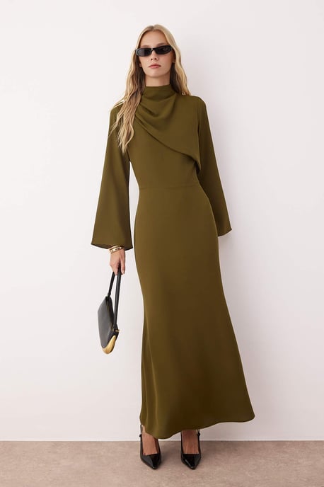 Trendyol Modest Dames Kaki Effen Maxi Lang Casual A-lijn Modest Avond Jurken - Image 1