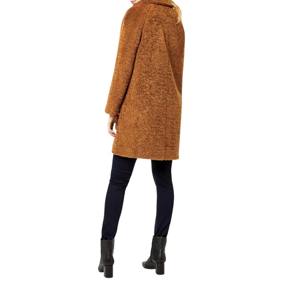 EX M&S Womens Overcoat Longline Faux Fur Camel Teddy Long Double Breasted Coat - Image 3