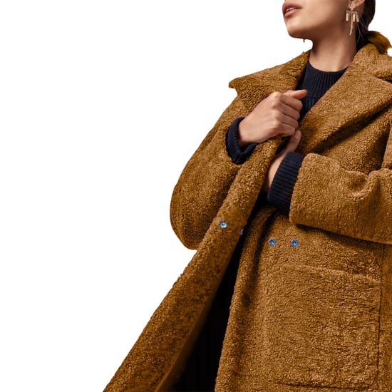 EX M&S Womens Overcoat Longline Faux Fur Camel Teddy Long Double Breasted Coat - Image 4
