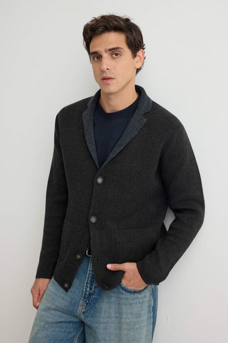 TRENDYOL MAN Heren Grijs Effen Lang Regular fit Vesten - Image 1