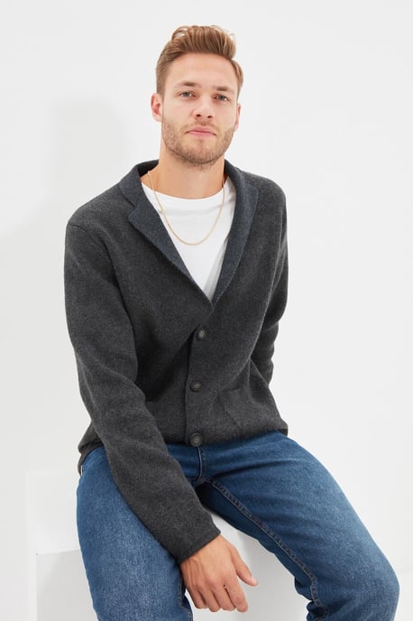 TRENDYOL MAN Heren Grijs Effen Lang Regular fit Vesten - Image 4