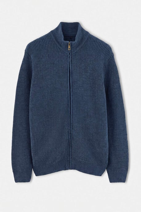 TRENDYOL MAN Men's Blue Plain Long Regular fit Cardigans - Image 3