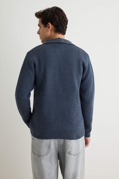 TRENDYOL MAN Men's Dark blue Plain Long Regular fit Cardigans - Image 3