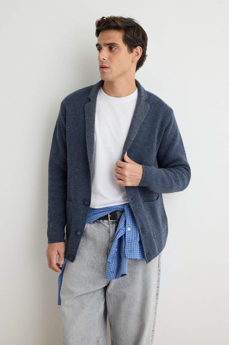 TRENDYOL MAN Men's Dark blue Plain Long Regular fit Cardigans - Image 6