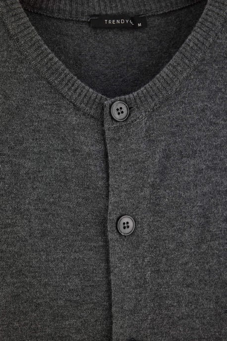 TRENDYOL MAN Men's Gray Plain Long Oversize Cardigans - Image 2