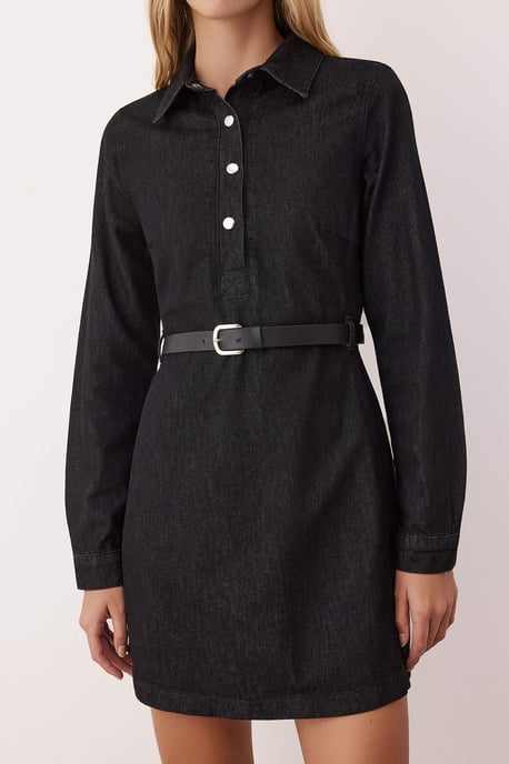 TRENDYOLMİLLA Dames Zwart Effen Extra Kort / Super Mini Lang Casual A-lijn Jurken - Image 2