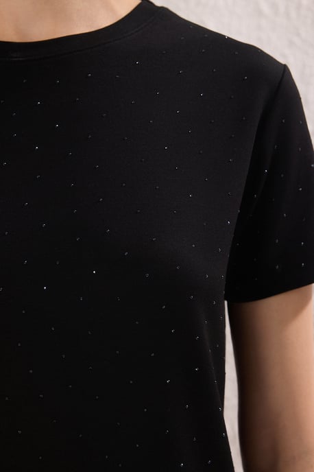 TRENDYOLMİLLA Dames Zwart Effen Kort / Mini Kort Casual Recht Jurken - Image 2