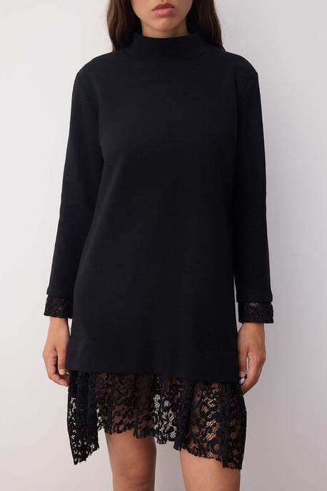 TRENDYOLMİLLA Dames Zwart Effen Kort / Mini Lang Casual Recht Jurken - Image 3