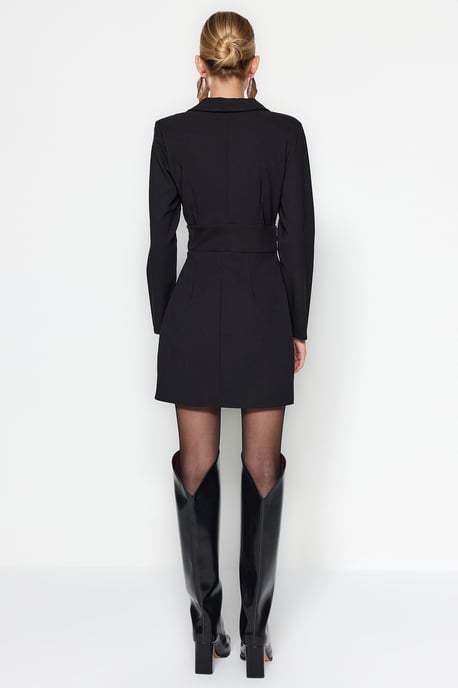 TRENDYOLMİLLA Women's Black Plain Short / Mini Long Business Double-breasted Dresses - Image 5