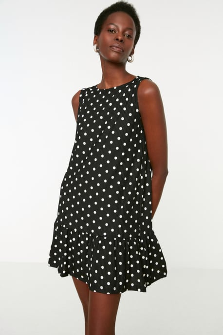 TRENDYOLMİLLA Dames Zwart Bloemen Kort / Mini Mouwloos Casual Recht Jurken - Image 6