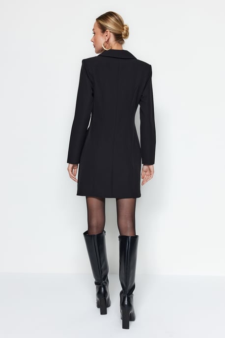 TRENDYOLMİLLA Dames Zwart Effen Kort / Mini Lang Zakelijk Blazer Jurk Jurken - Image 4