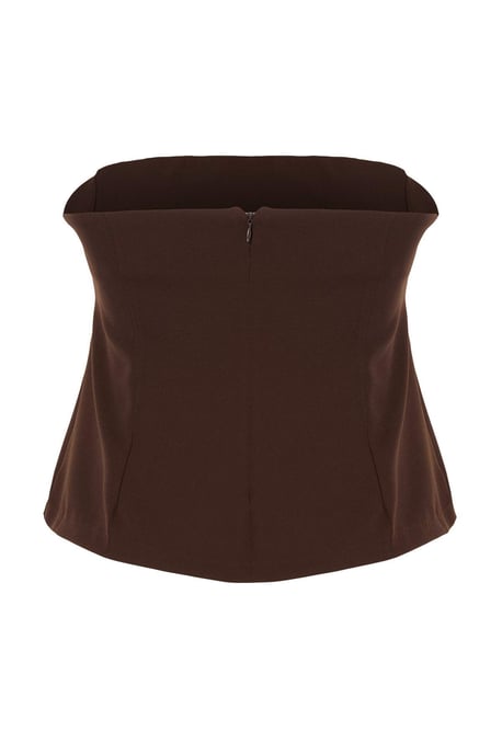Trendyol Curve Dam Brun Enfärgad Ärmlös Figursydd Plus size Blusar - Image 5