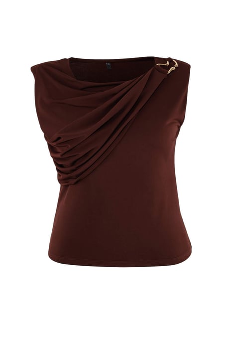 Trendyol Curve Dam Brun Enfärgad Ärmlös Figursydd Plus size Blusar - Image 3