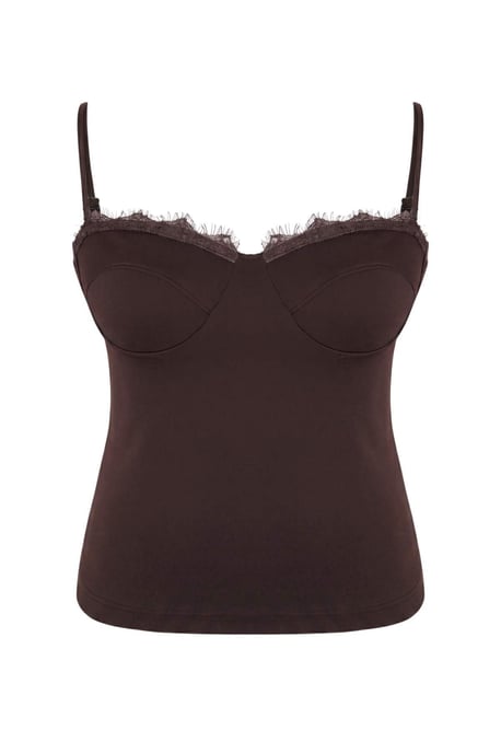 Trendyol Curve Dam Brun Enfärgad Ärmlös Figursydd Plus size Blusar - Image 4