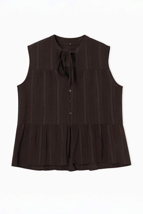 Trendyol Curve Dam Brun Enfärgad Ärmlös Figursydd Plus size Blusar - Image 4