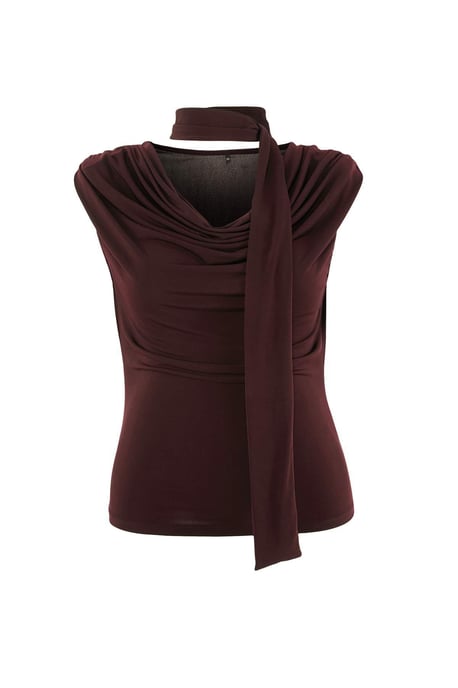 Trendyol Curve Dam Brun Enfärgad Ärmlös Figursydd Plus size Blusar - Image 5