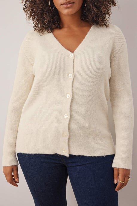Trendyol Curve Dam Ecru Enfärgad Lång Regular fit Plus size Koftor - Image 2