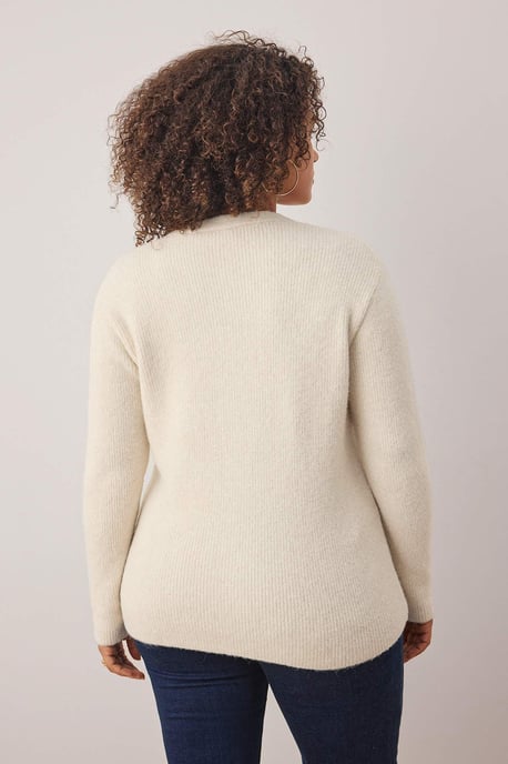 Trendyol Curve Dam Ecru Enfärgad Lång Regular fit Plus size Koftor - Image 3