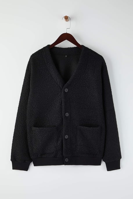 TRENDYOL MAN Men's Black Plain Long Oversize Cardigans - Image 3