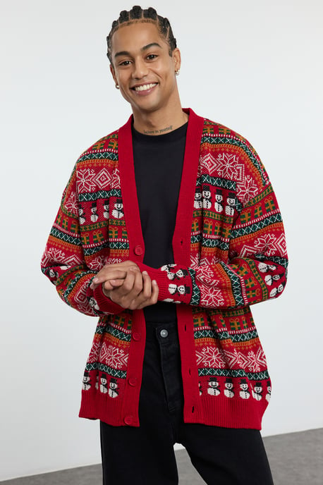 TRENDYOL MAN Men's Multicolor Christmas Long Regular fit Cardigans - Image 2
