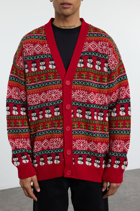 TRENDYOL MAN Men's Multicolor Christmas Long Regular fit Cardigans - Image 3