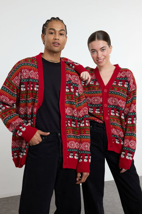 TRENDYOL MAN Men's Multicolor Christmas Long Regular fit Cardigans - Image 6