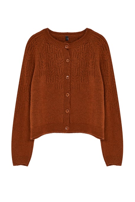 TRENDYOLMİLLA Women's Brown Lochmuster Long Regular fit Cardigans - Image 5