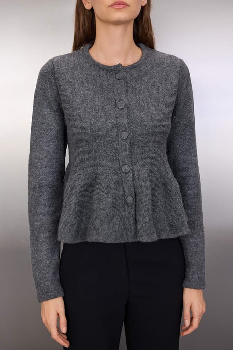 TRENDYOLMİLLA Women's Gray Plain Long Regular fit Cardigans - Image 2